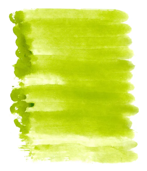Mão verde desenhado mancha pincel aquarela. Curso pintado colorido — Fotografia de Stock