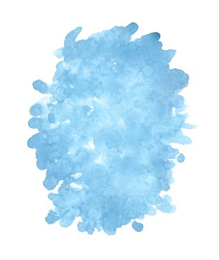 Blue  oval watercolor stain. Artistically drawn by hands as a ba