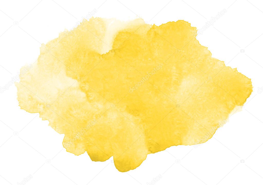 Yellow abstract watercolor art hand paint background. Artistic h