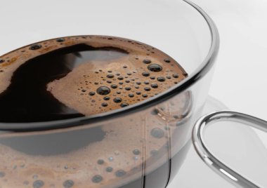 bir fincan kahve beyaz zemin üzerinde. 3D render