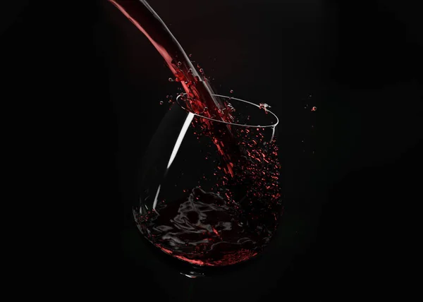 Wino Wlewa Czarne Tło Renderowania — Zdjęcie stockowe