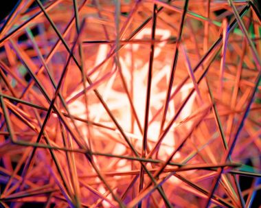 3D soyut sahne metalik çizgileri ve ışıklar