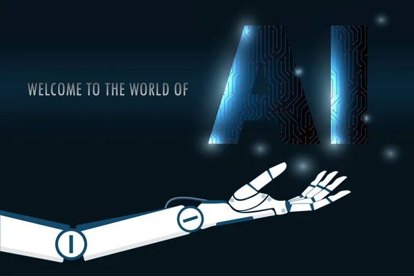 Yapay zeka robot el AI devre tutarak.