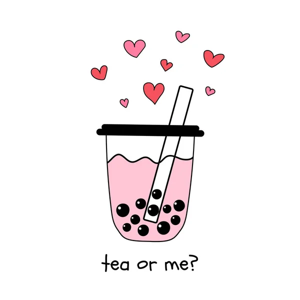 Plastik kaplarda şirin el yapımı sütlü buzlu çay, vektör kartı.