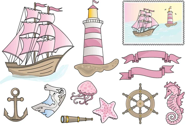 Clipart Hadas Pink Sea Color Vector Ilustración Papel Colorido Cumpleaños — Archivo Imágenes Vectoriales