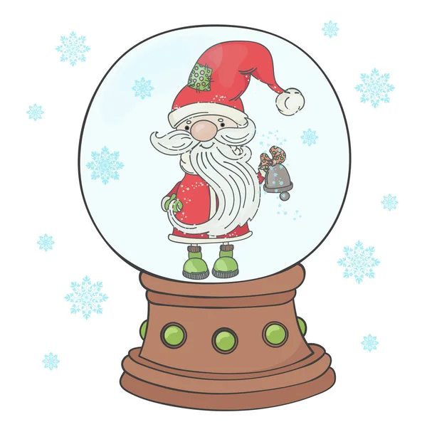 Bell Santa Buon Natale Capodanno Cartoon Holiday Vector Illustration Set — Vettoriale Stock