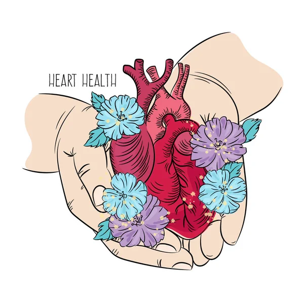 Heart Care Zdrowie Medycyna Styl Życia Love Life Holiday Floral — Wektor stockowy