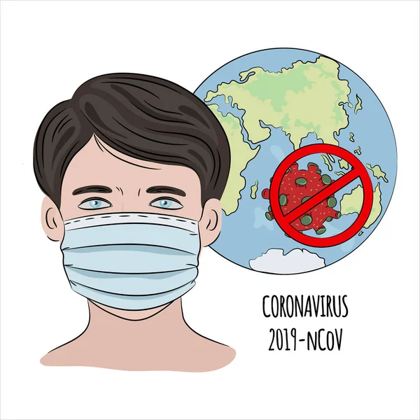 Stop Ncov Coronavirus Health Earth Human Epidemic Pneumonia Danger Medicine — Vetor de Stock