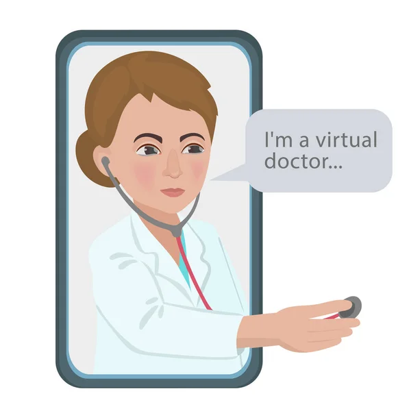 Virtual Doctor Coronavirus Ασθένεια Πανδημία Ιατρός Σύμβουλος Διαβούλευση Διάνυσμα Εικονογράφηση — Διανυσματικό Αρχείο