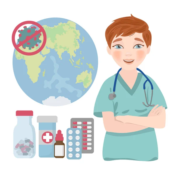 Ευρώπη Σταματά Τον Της Νόσου Coronavirus Ιατρική Προστασία Παγκόσμιο Πρόβλημα — Διανυσματικό Αρχείο