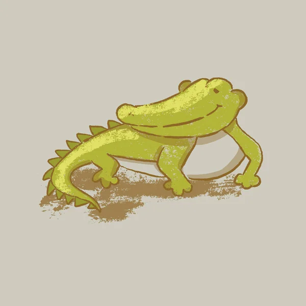 Crocodile Cartoon Cute Reptile Zoo Circus Animal Hand Drawn Vector — Wektor stockowy