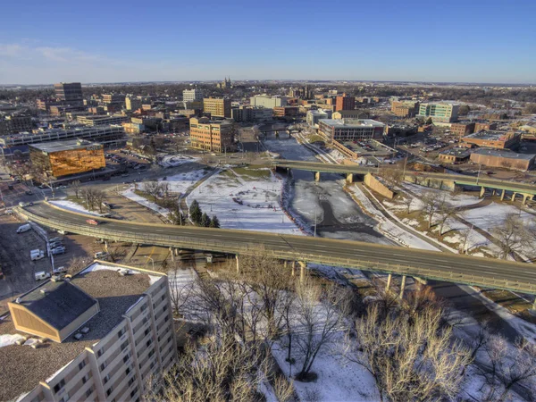 Downtown Sioux Falls Skyline in South Dakota During Winter — Stock Photo, Image