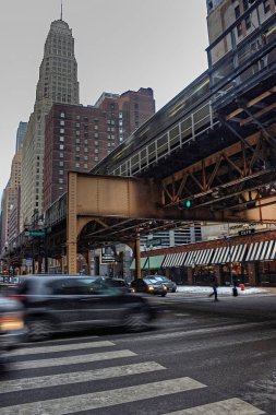 Downtown Chicago kış kasvetli bir gün boyunca