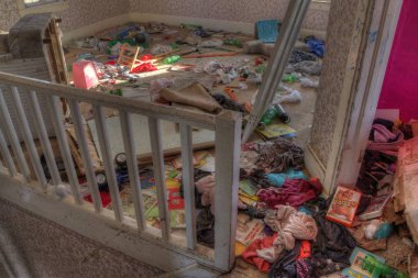 Terk edilmiş bir çiftlik kırsal Güney Dakota'da unutulmuş bozunmaları