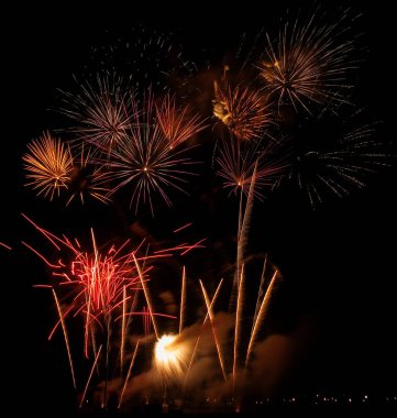 Fireworks bir büyük ekran bir kongre sırasında Sioux Falls Fuar