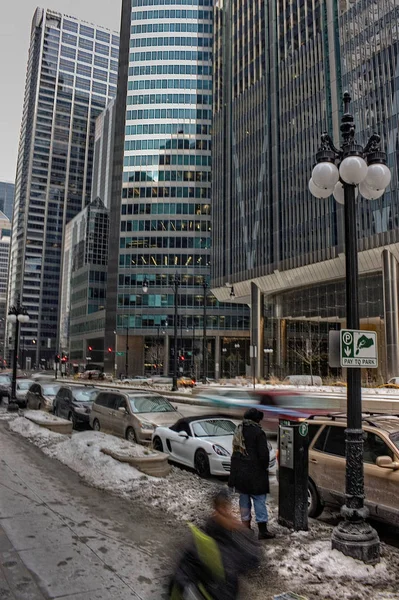 El centro de Chicago durante el invierno en un día triste —  Fotos de Stock