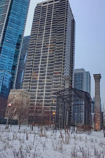 El centro de Chicago durante el invierno en un día triste —  Fotos de Stock