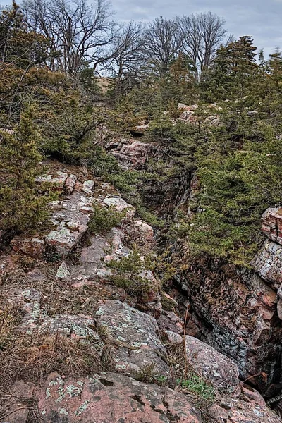 Teufelsschlucht liegt bei Dachboden, South Dakota und ist, wo der berühmte Outlaw jesse james sprang über — Stockfoto