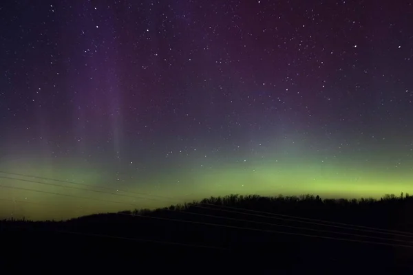 Zorza polarna i Aurora nad jeziora Superior na północnym brzegu jeziora Superior w Minnesocie — Zdjęcie stockowe