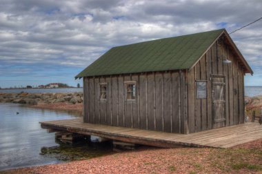Grand Marais, Minnesota kuzey kıyısında Superior Lake popüler bir turistik destinasyon