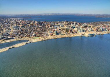 Madison, Wisconsin on a Sunny Day in Early Spring seen by Drone clipart