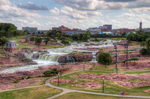 Falls Park is a major Tourist Attraction in Sioux Falls, South Dakota during all Seasons
