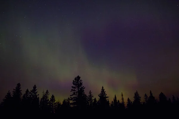 Luces boreales sobre un lago en Minnesota durante el verano — Foto de Stock