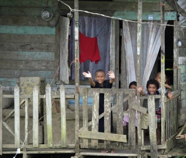 Panama çocuklar hoş geldiniz turizm / Panama çocuk gülümseyin ve el sallayın gibi turist hoş geldiniz.