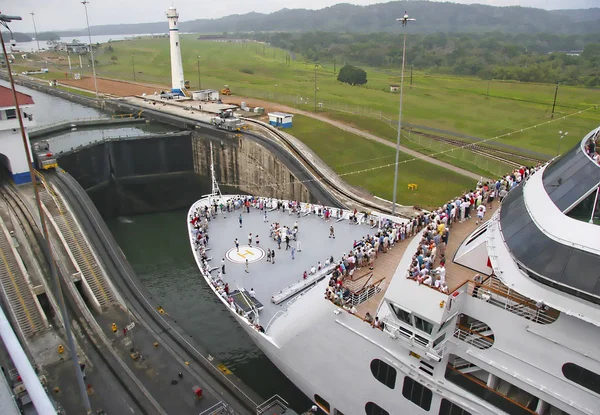 パナマ運河およびロック パナマ運河 スペイン語 カナル パナム は太平洋に大西洋 カリブ海 経由を接続するパナマの マイル の船舶用運河 — ストック写真