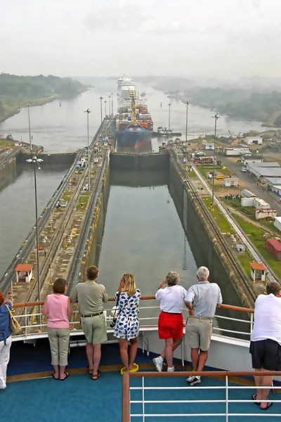 Panama Kanalı Kilitleri Panama Canal Spanyolca Canal Panam Den Gemi — Stok fotoğraf