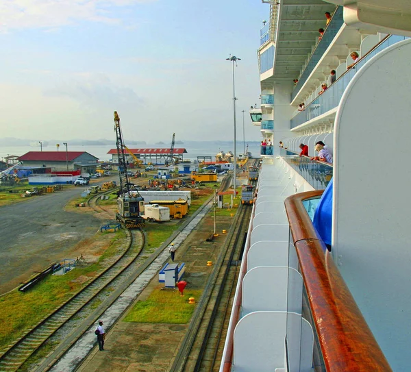 Panama Kanalı Kilitleri Panama Canal Spanyolca Canal Panam Den Gemi — Stok fotoğraf