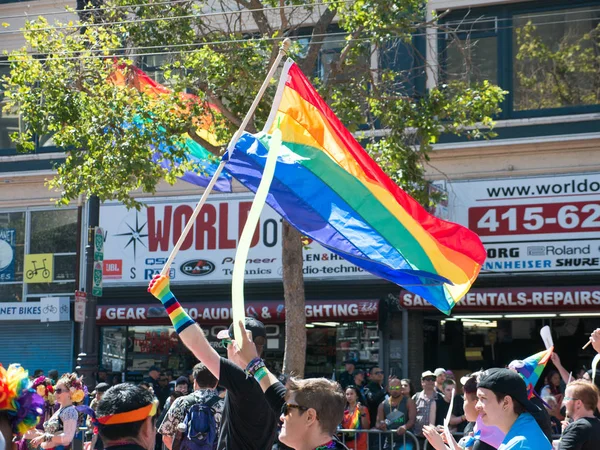 Flagbearer at the 2017 SF Gay Pride Parade — Stock Photo, Image