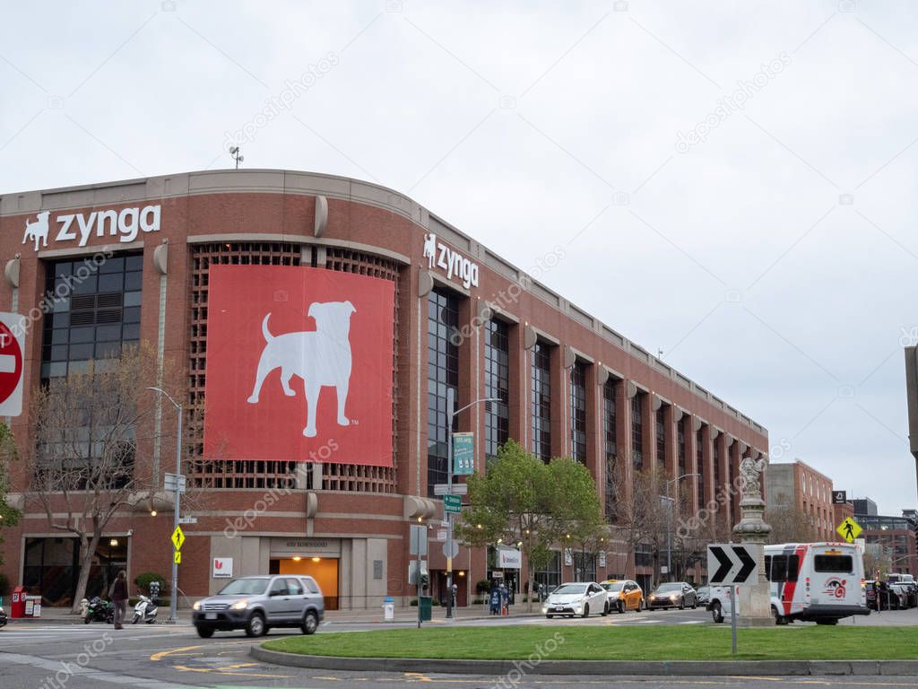 SAN FRANCISCO, CA - APRIL 4, 2018: Zynga mobile game company headquartes in the SoMa neighborhood of San Francisco.