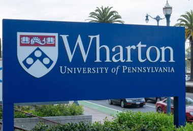 Wharton School of the University of Pennsylvania entrance sign clipart