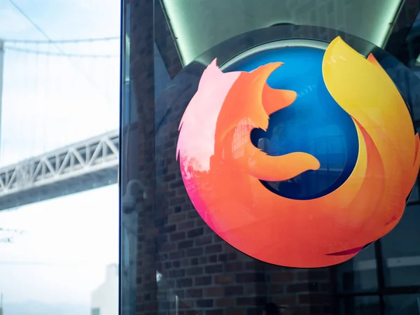 Mozilla Firefox logo outside of San Francisco location — Stock Photo, Image