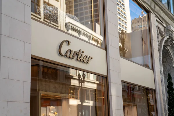 Ubicación de la joyería de diseño Cartier en el distrito comercial de San Francisco — Foto de Stock