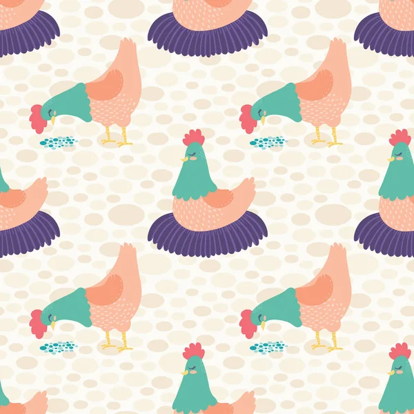 Vektör parlak krem tavuk Dikişsiz desen arka plan.