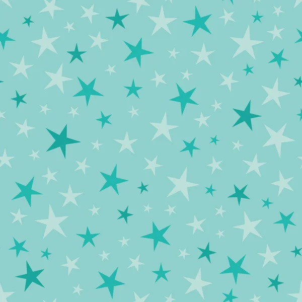 Vector Soft Blue Green Stars Seamless Pattern — Stock Vector