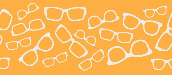Vector Yellow White Glasses Seamless Border — Stock Vector
