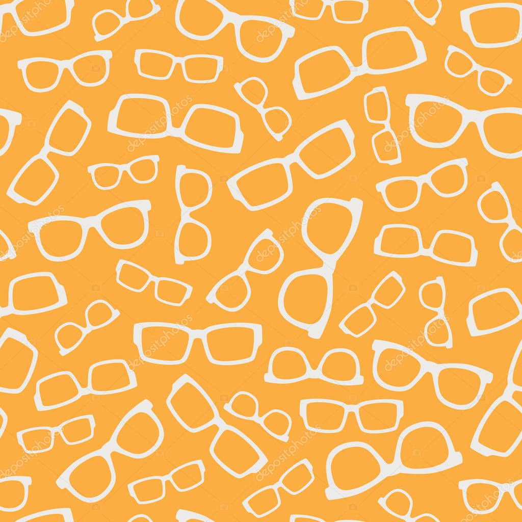 Vector Yellow White Glasses Seamless Pattern