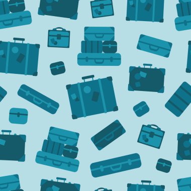 Vektör mavi Bagaj Dikişsiz desen arka plan