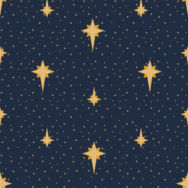 Vector Navy Starry Sky Celestial Seamless Pattern Background — Stock Vector