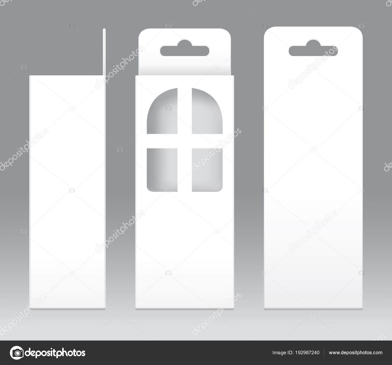 hanging box white window shape cut out packaging template blank