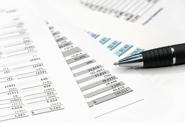 Financial analysis - income statement, business plan with glass