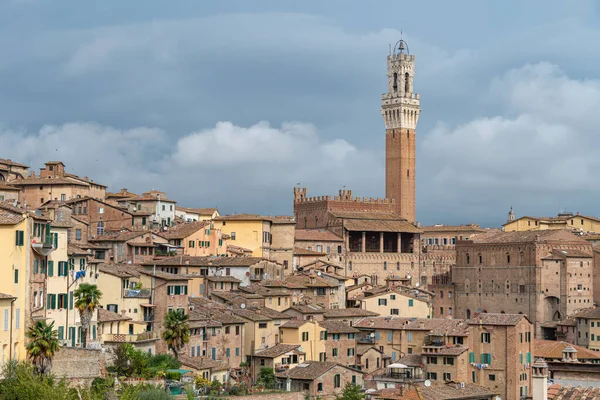 Ciudad medieval Vista del horizonte de Siena con edificios históricos — Foto de Stock