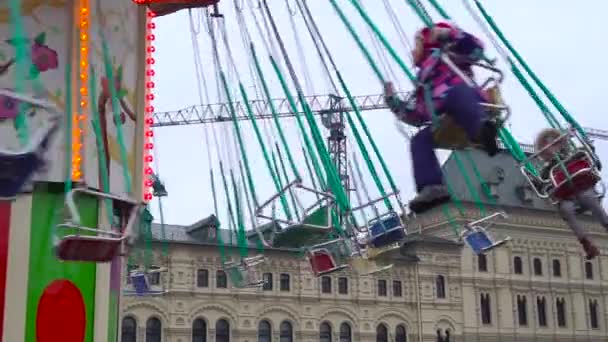 Moscou Russie Décembre 2019 Carrousel Populaire Kids Chair Swing Rides — Video