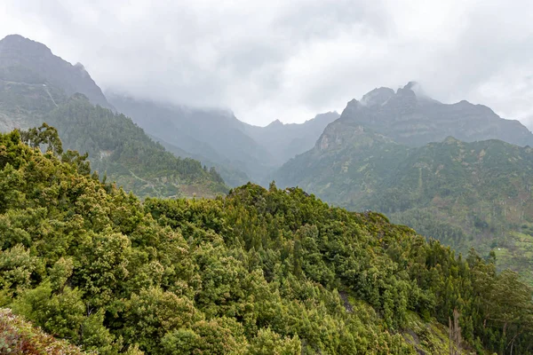 Kötü hava, Madeira dağına yağmur, Portekiz. — Stok fotoğraf