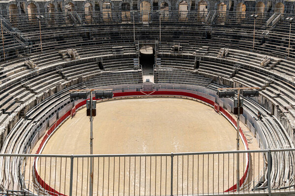 View of the antique theatre and arena of "Nimes" in South France