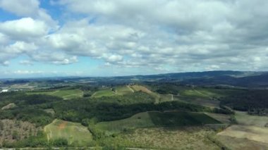 Aerial landscape beautiful green hills of vineyards of Tuscany, Italy