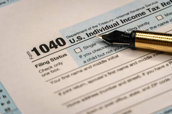 Formulários Fiscais 1040 Declaração Imposto Renda Individual Dos Eua Hora — Fotografia de Stock